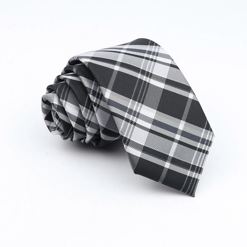 Nuova Cravatta Scozzese Jacquard Da 6 Cm Per Uomo Classiche A Quadri In Poliestere