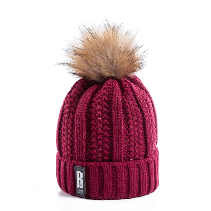 Cappello Invernale Da Donna Con Pompon Pelliccia Foderata Berretto In Lana Lavorato A Maglia Caldo E Elegante Streetwear