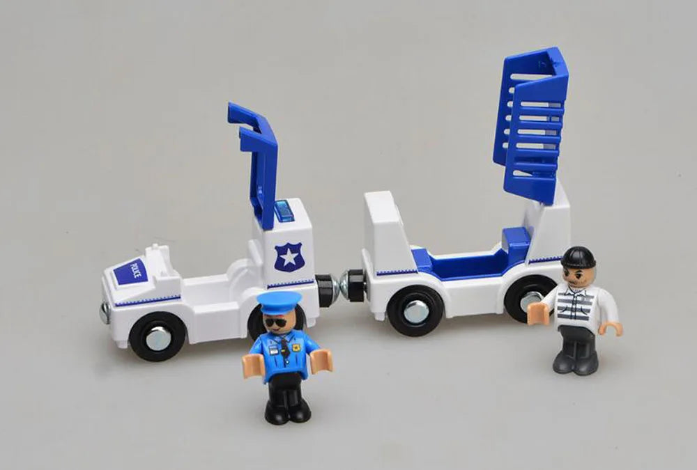Nuovo Treno Magnetico Per Bambini Con Camion Pompieri Ambulanza Polizia Compatibile Brio In Legno
