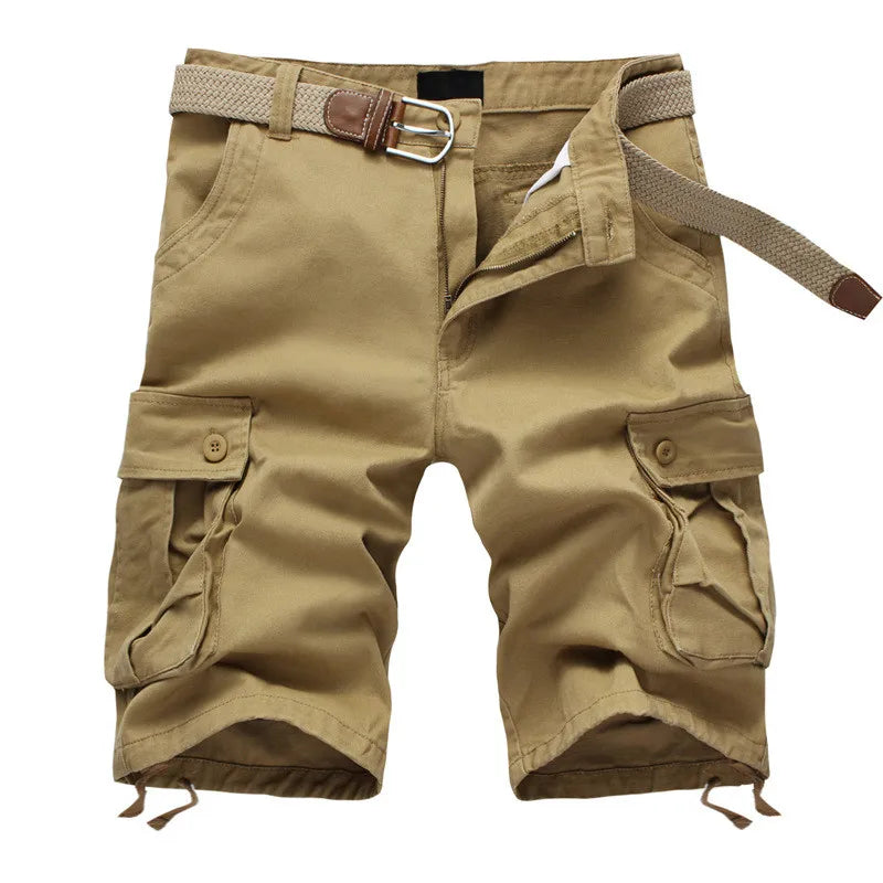 Pantaloncini Cargo Militari Multitasche Da Uomo Estivi 2025 In Cotone Khaki Taglia 29 44 Senza Cintura