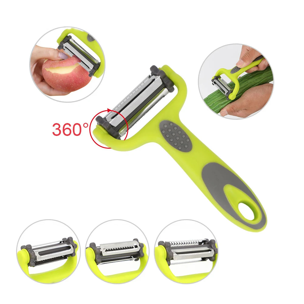 Pelapatate Rotante 3 In 1 Per Frutta Verdura Grattugia Affettatrice Cucina Multifunzione In Acciaio Inox