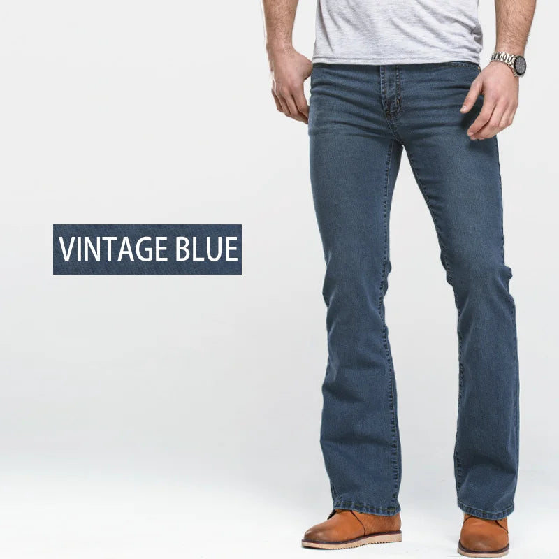 Jeans Da Uomo Con Taglio A Stivale Slim Fit Blu Neri Elasticizzati Denim Classici Firmati