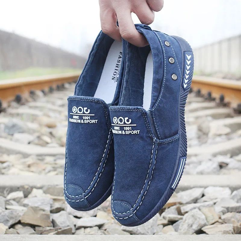 Scarpe Da Uomo In Tela Estiva Traspiranti Slip On Basse Leggere Casuali Mocassini Sneakers