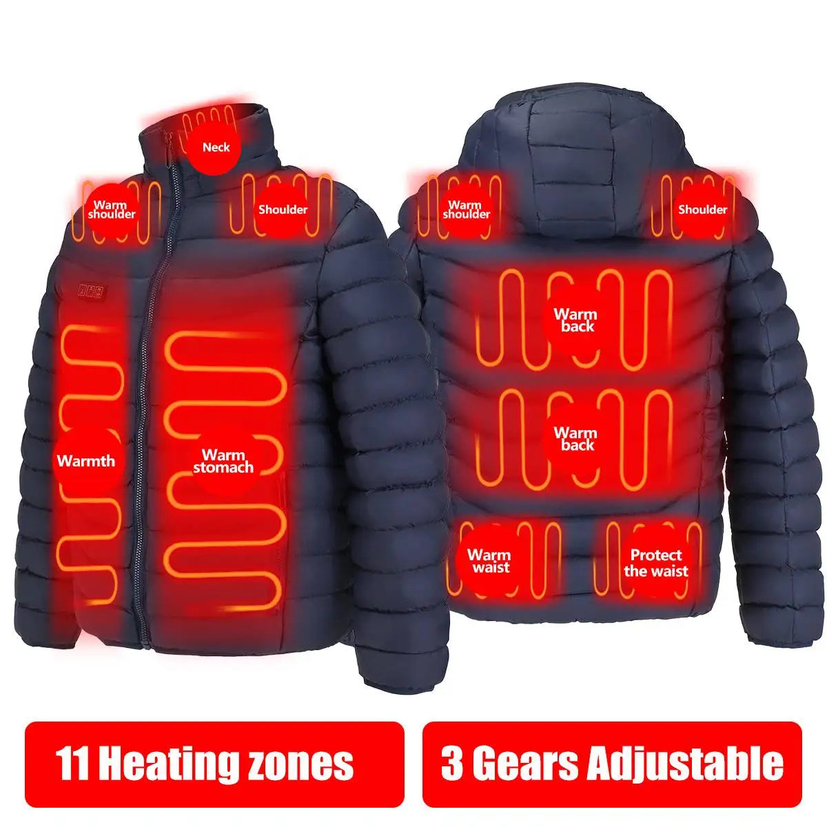 11 aree di riscaldamento giacca riscaldata uomo donna inverno Outdoor campeggio abbigliamento sportivo cappotto riscaldato cappotto termico in grafene giacca riscaldante USB