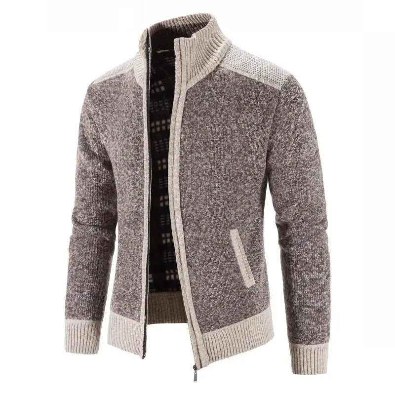 Nuovo Cardigan Patchwork Da Uomo Slim Fit Con Collo Coreano Caldo E Lavorato A Maglia Giacca Invernale