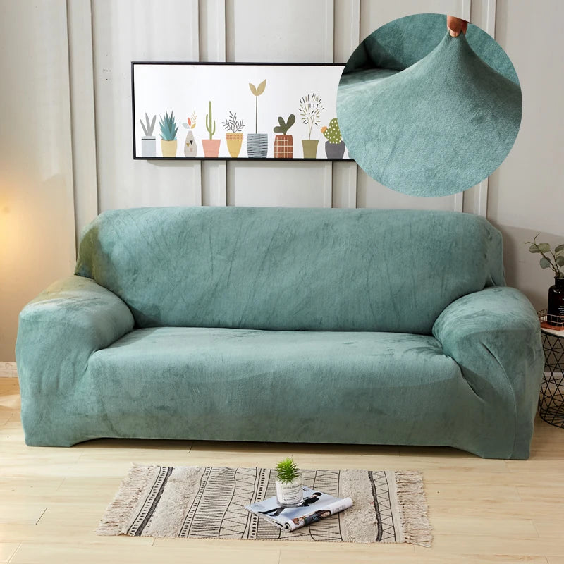 Copridivano In Tessuto Peluche Grigio Solido Protezione Mobili Antipolvere Antiscivolo Spesso In Velluto