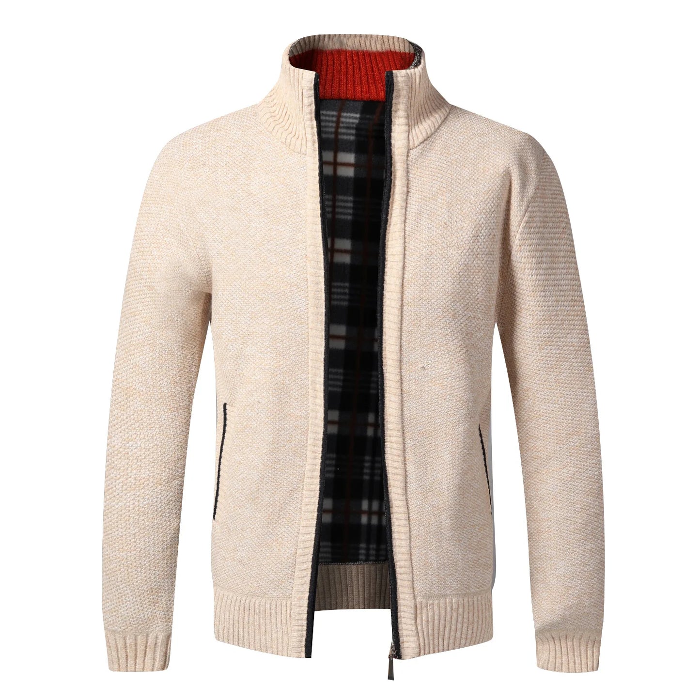 Cardigan Da Uomo In Pile Caldo Con Cerniera Slim Fit Lavorato A Maglia Premium Per Inverno Elegante