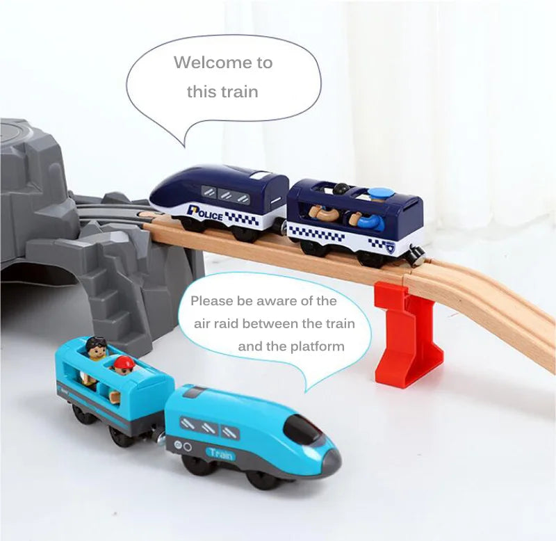 Set Trenini Elettrici Per Ferrovia In Legno Pista Del Treno Regalo Di Natale Per Bambini