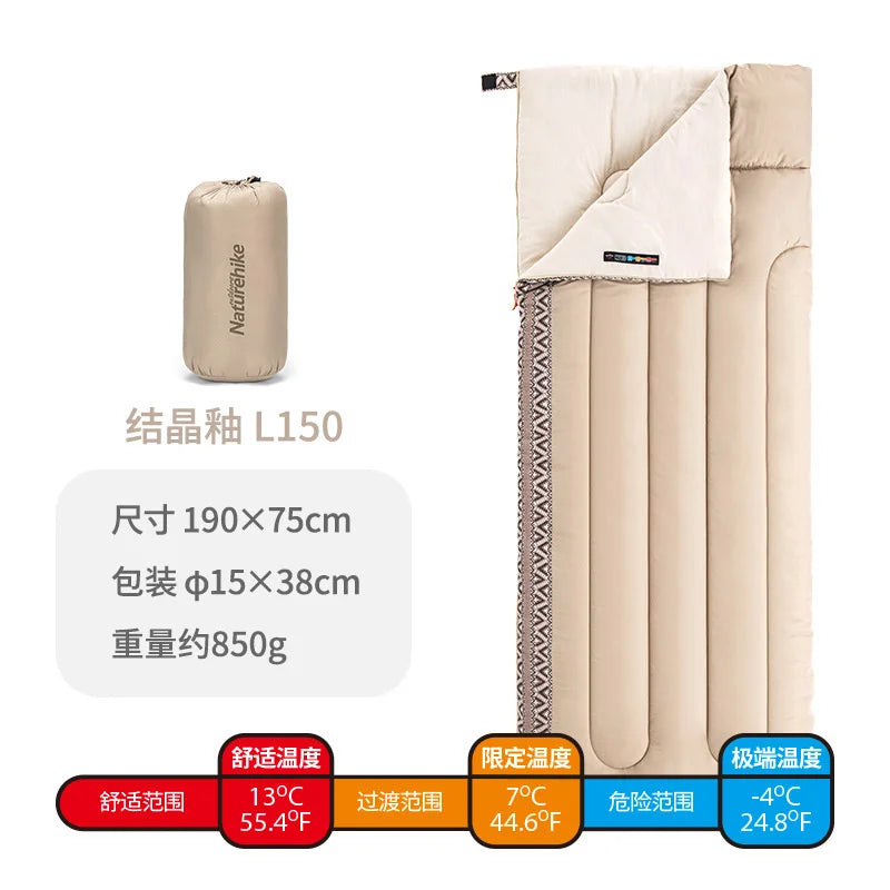 Naturehike L150 Sacco a Pelo da Campeggio Leggero 3 Stagioni in Cotone Impermeabile con Ventilazione per Adulti
