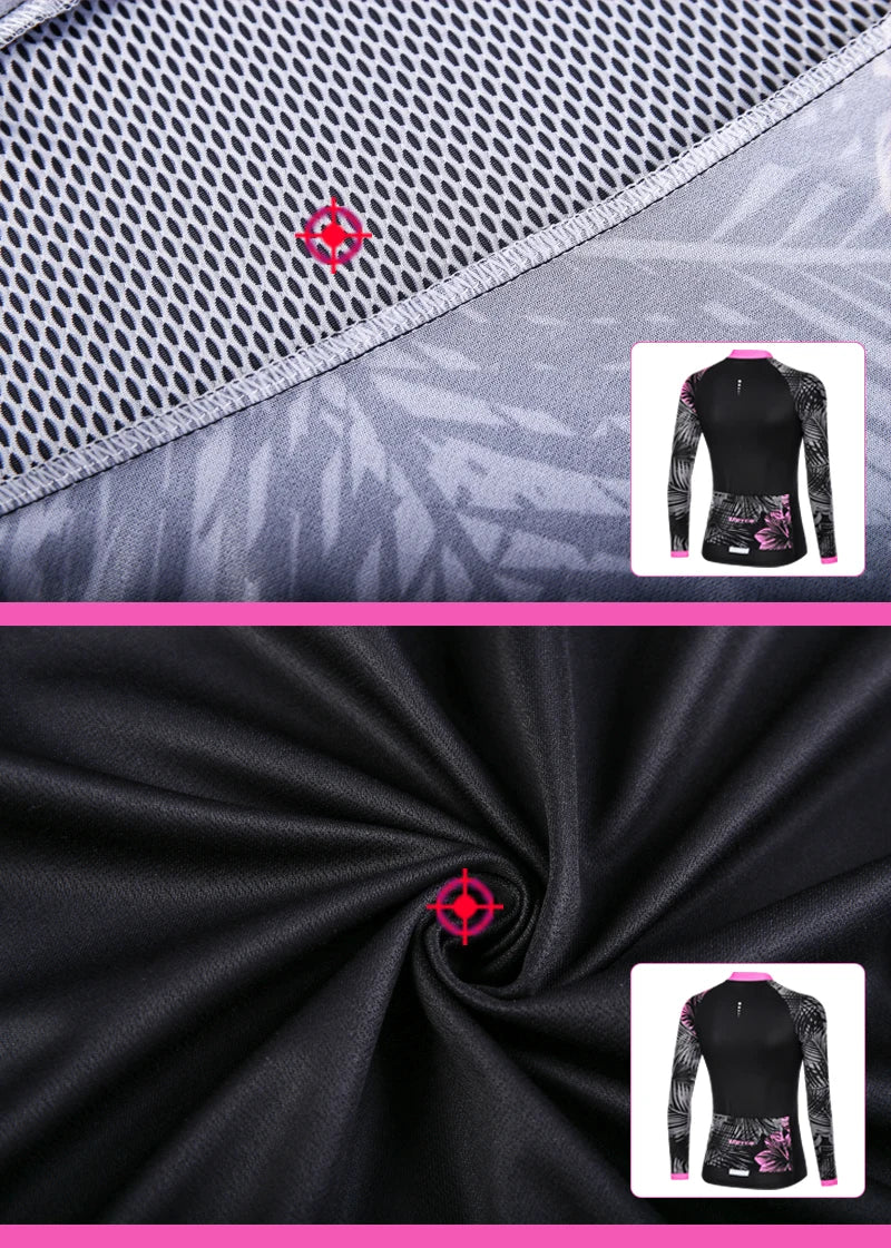 Mieyco Completo Ciclismo Donna Set Maglie a Maniche Lunghe in Poliestere Protezione UV Jersey