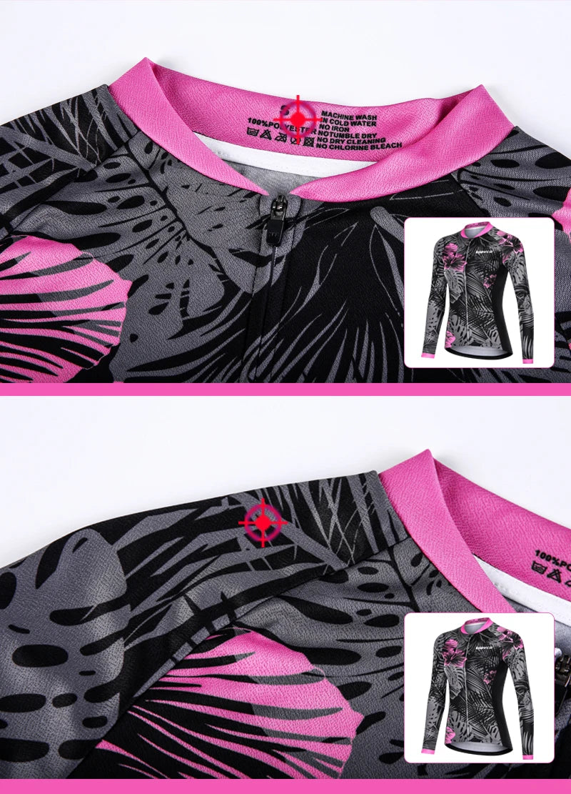 Mieyco Completo Ciclismo Donna Set Maglie a Maniche Lunghe in Poliestere Protezione UV Jersey