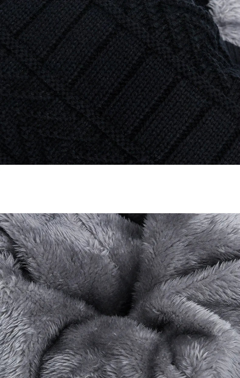 Set Invernale Cappello A Cuffia Unisex Lana Lavorata A Maglia Con Sciarpa Passamontagna Maschera
