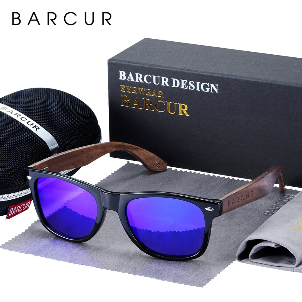 Occhiali Da Sole In Legno BARCUR Uomo Polarizzati UV400 Protezione Totale Scatola Originale