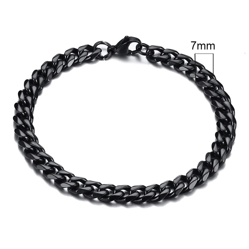 Bracciale Uomo Miami Curb Catena Grossa 3 A 11 Mm In Acciaio Inossidabile Cinturino Cubano Punk Classico