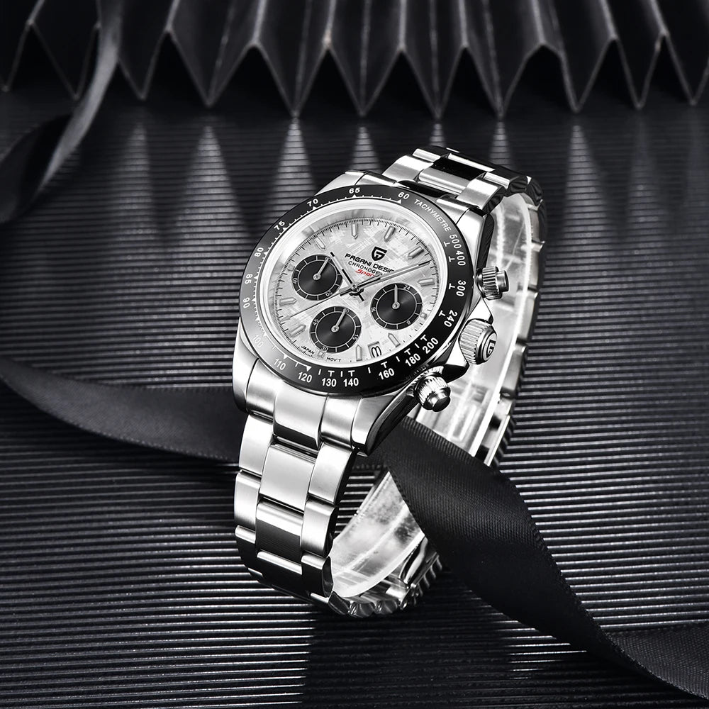 Pagani Design PD 1644 Orologio Da Uomo Con Quadrante Meteoritico E Vetro Zaffiro Quarzo 100M Cronografo