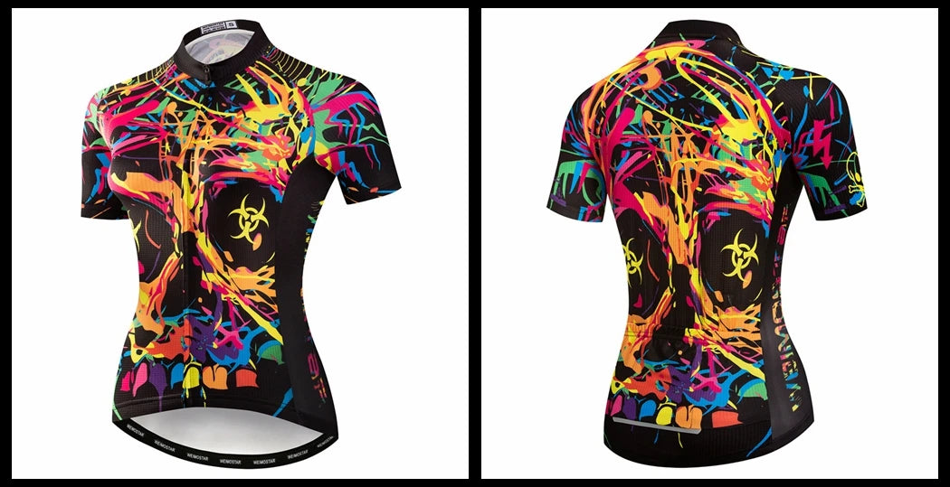 Weimostar Pro Maglia Da Ciclismo Donna Skull Traspirante Con Tasche Riflettente Quick Dry Estate MTB