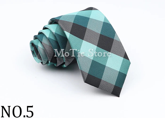 Nuova Cravatta Scozzese Jacquard Da 6 Cm Per Uomo Classiche A Quadri In Poliestere