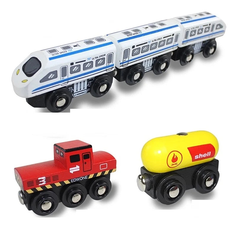 Treno Magnetico in Legno per Bambini Locomotiva con Binari Giochi Educativi Regalo di Compleanno