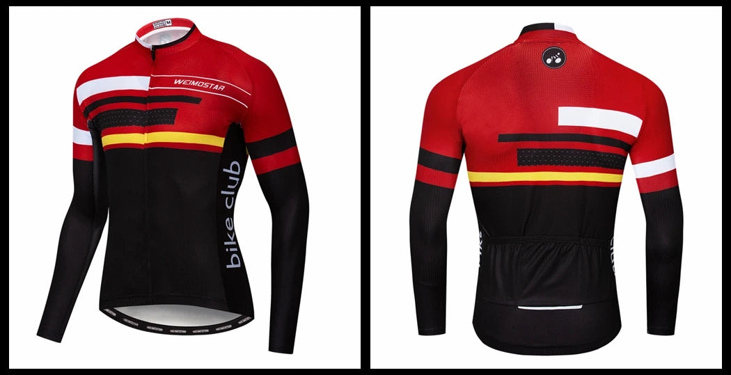 Weimostar Maglia Ciclismo Uomo Manica Lunga Autunno MTB Strada Traspirante Con Tasche Abbigliamento Per Bicicletta