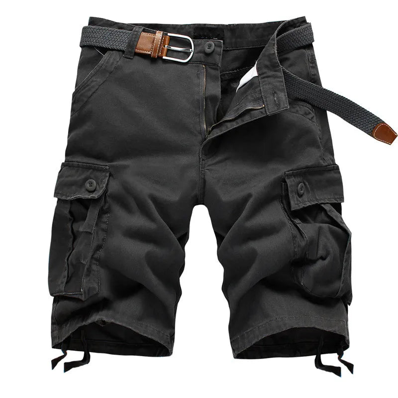 Pantaloncini Cargo Militari Multitasche Da Uomo Estivi 2025 In Cotone Khaki Taglia 29 44 Senza Cintura