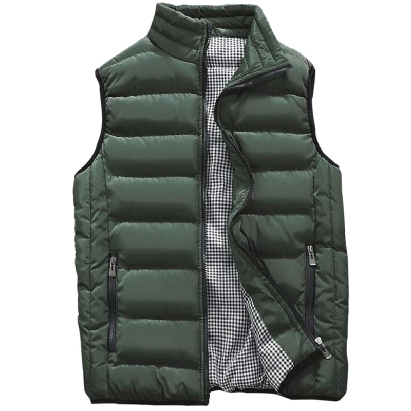 Gilet Da Uomo Imbottito In Cotone Con Colletto Mandarino Senza Maniche Moda Invernale Abbigliamento Casual Grande Taglia