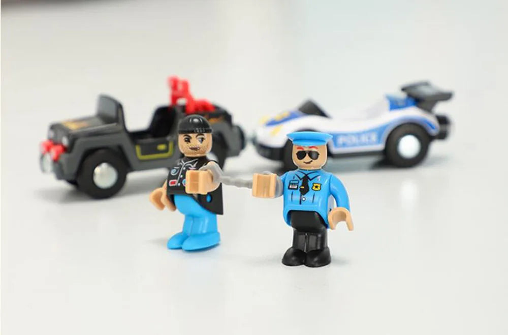 Nuovo Treno Magnetico Per Bambini Con Camion Pompieri Ambulanza Polizia Compatibile Brio In Legno