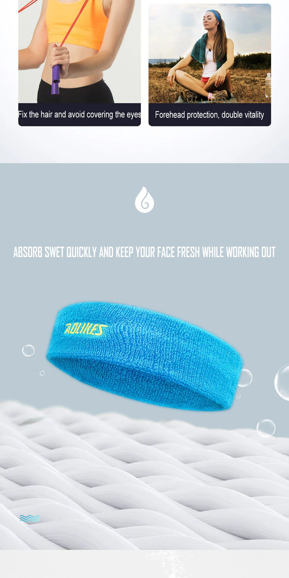Fascia Sudore In Cotone Alta Qualità Unisex Per Yoga Tennis Pallavolo Fronte Asciutta Comfort Duraturo