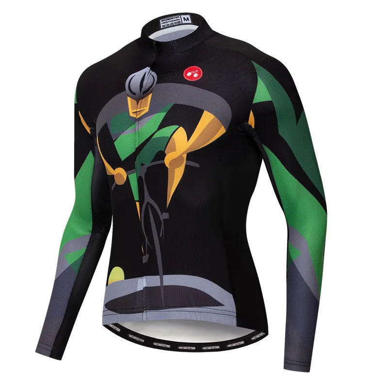 Weimostar Maglia Ciclismo Uomo Manica Lunga Autunno MTB Strada Traspirante Con Tasche Abbigliamento Per Bicicletta