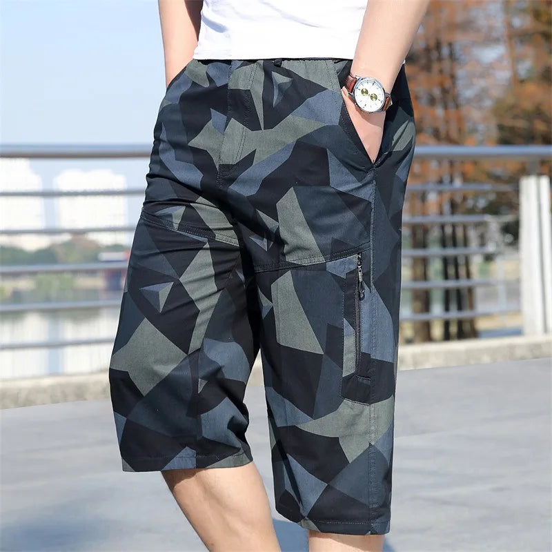 Pantaloncini Cargo Uomo Plus Size 6XL Lunghezza Al Ginocchio Cotone Elasticizzato Tasche Militari Bermuda Capri