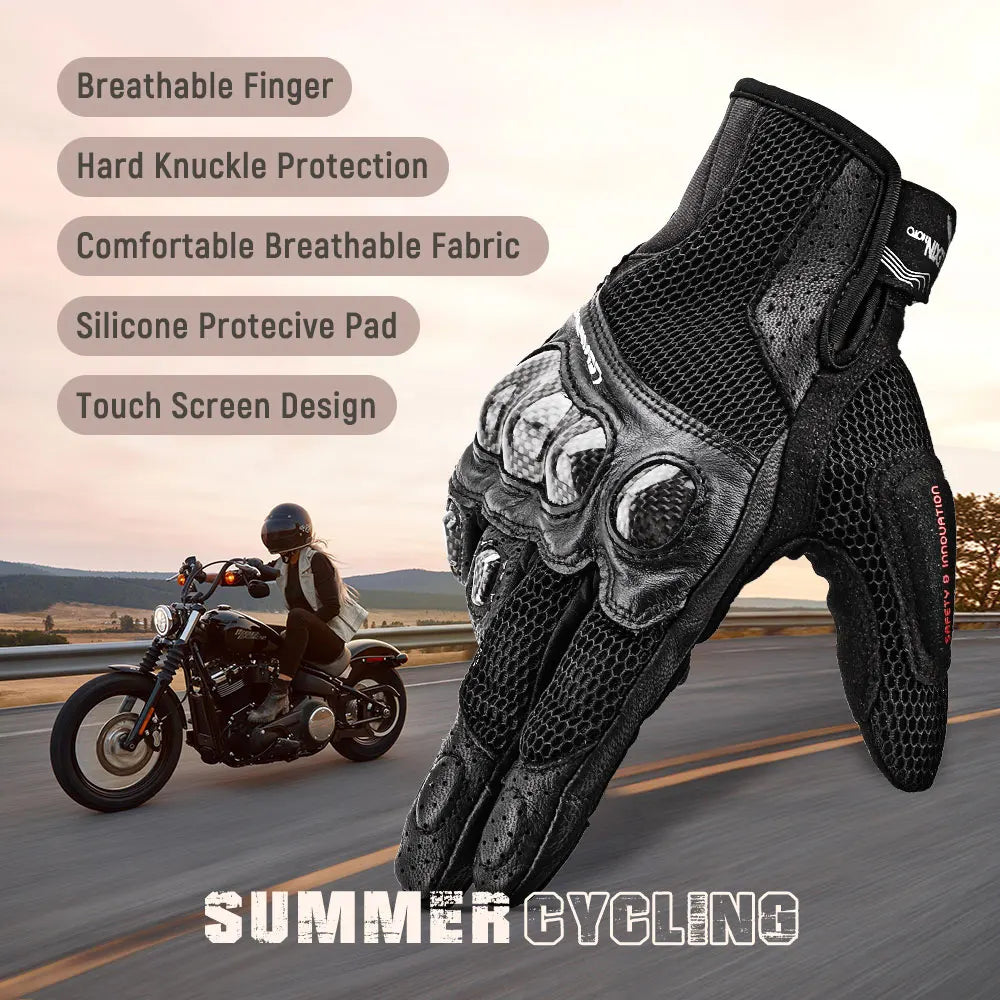 Guanti Estivi Lexin da Uomo per Moto Traspiranti Protezione Mani Design Touchscreen Equitazione Ciclismo