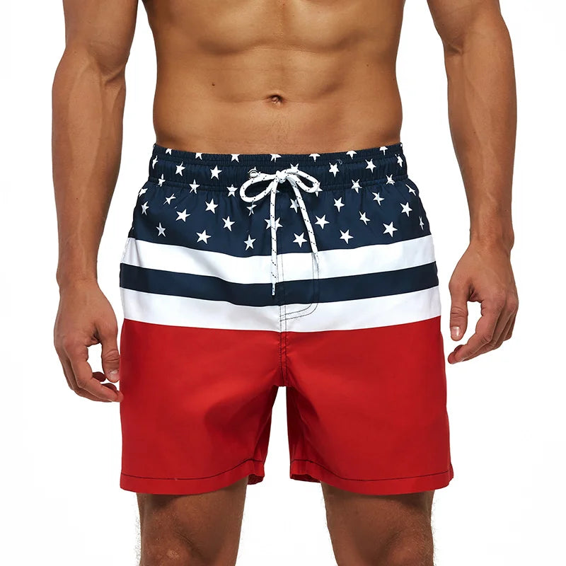 Pantaloncini Uomo Ad Asciugatura Rapida A Righe Verticali Traspiranti Con Fodera In Rete Taglie Forti Spiaggia Surf