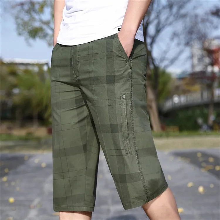 Pantaloncini Cargo Uomo Plus Size 6XL Lunghezza Al Ginocchio Cotone Elasticizzato Tasche Militari Bermuda Capri