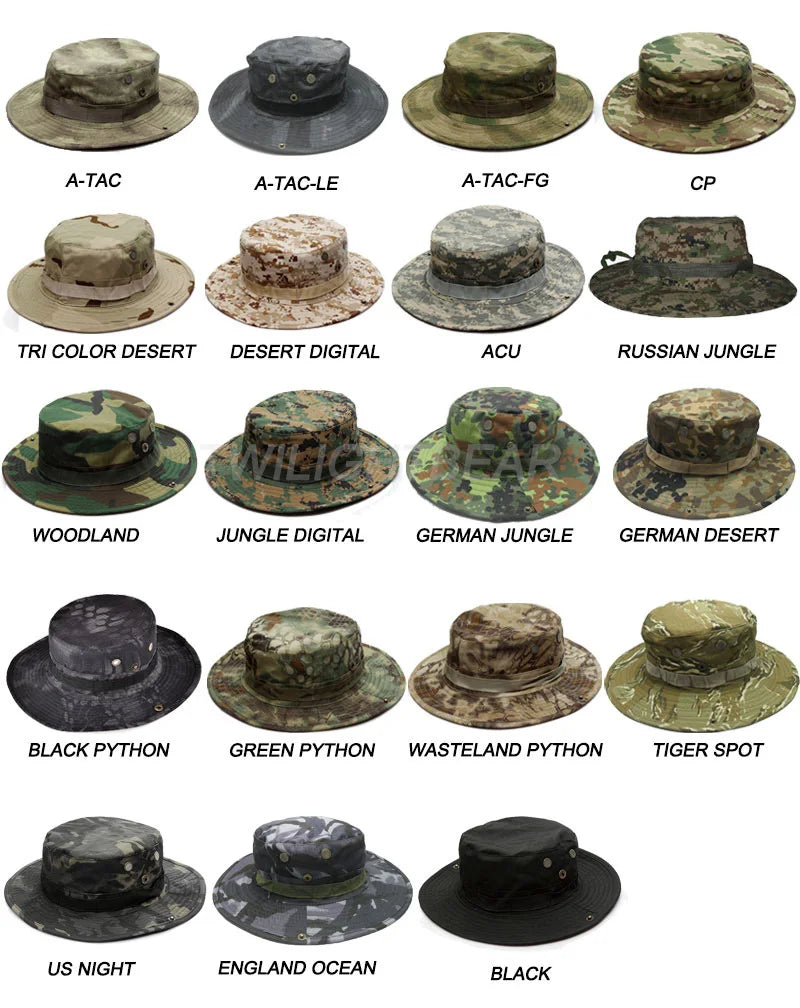 Cappello Boonie Da Pescatore Camouflage All Aperto Protezione Solare Per Esterni Caccia Escursionismo Arrampicata AF056