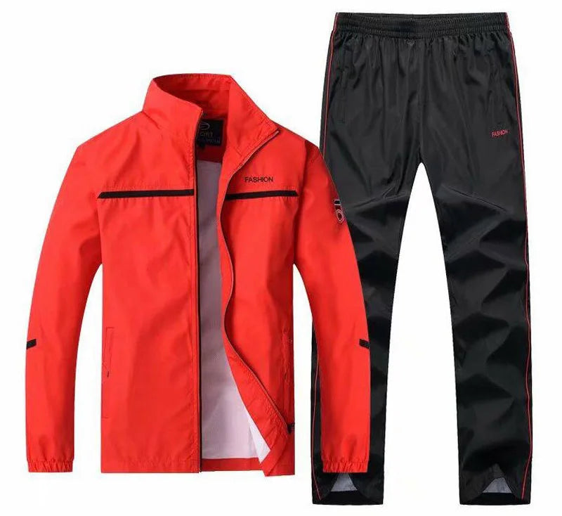 Tuta Sportiva Uomo 2 Pezzi Giacca Con Zip Pantaloni Vita Elastica Allenamento Pallacanestro