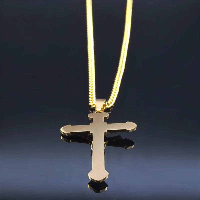 Collana Croce Biblica In Acciaio Inossidabile Pendente Gesù Lunga Unisex Uomo Donna Gioielli Religiosi