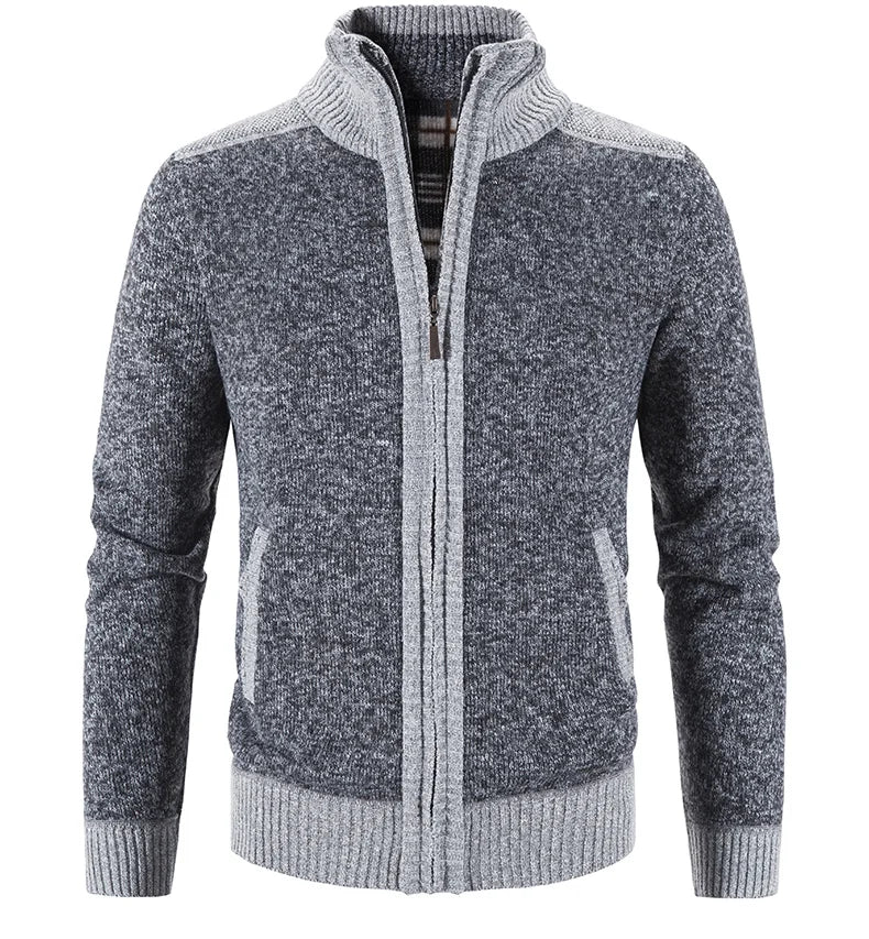 Nuovo Cardigan Patchwork Da Uomo Slim Fit Con Collo Coreano Caldo E Lavorato A Maglia Giacca Invernale