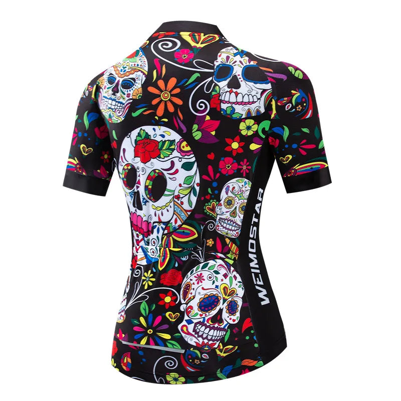 Weimostar Pro Maglia Da Ciclismo Donna Skull Traspirante Con Tasche Riflettente Quick Dry Estate MTB