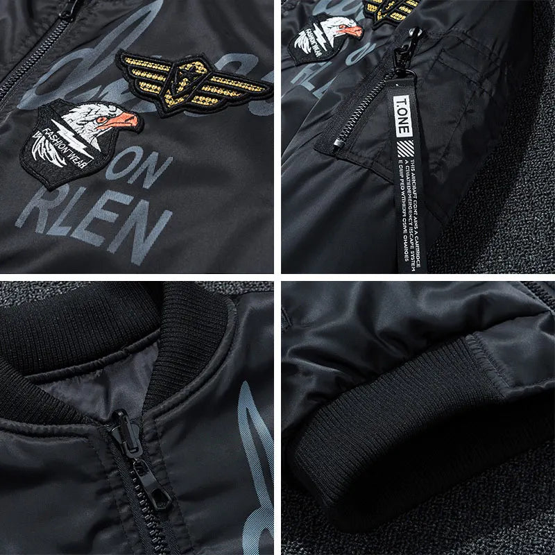 Giacca Bomber Invernale Da Uomo Reversibile Con Distintivo E Tasche Doppio Lato Per Motociclista Autunno
