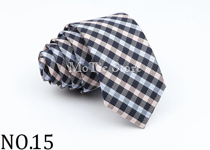 Nuova Cravatta Scozzese Jacquard Da 6 Cm Per Uomo Classiche A Quadri In Poliestere