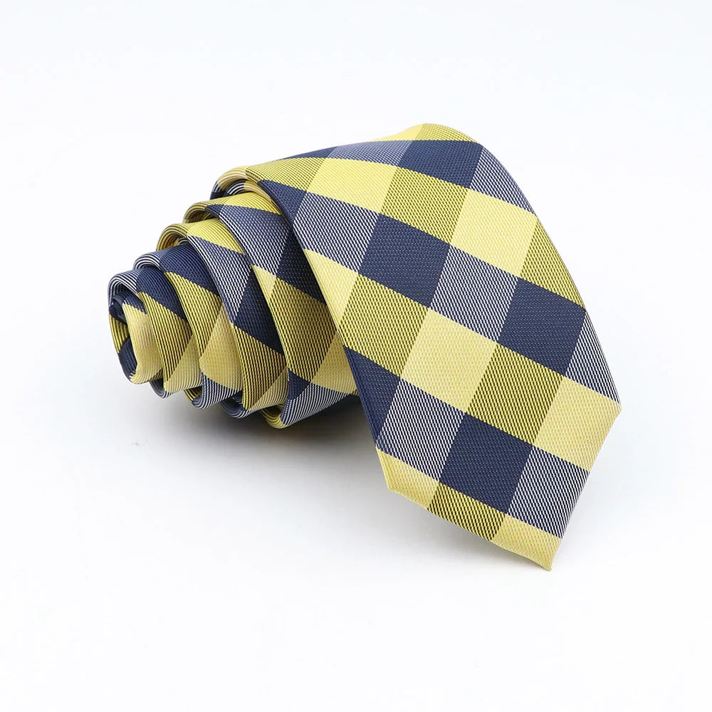 Nuova Cravatta Scozzese Jacquard Da 6 Cm Per Uomo Classiche A Quadri In Poliestere