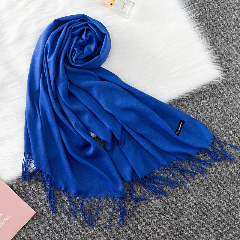 Sciarpa di Pashmina da Donna Morbida Cashmere Foulard Viaggio Ufficio Inverno Caldo Hijab Solido Avvolge Bandana