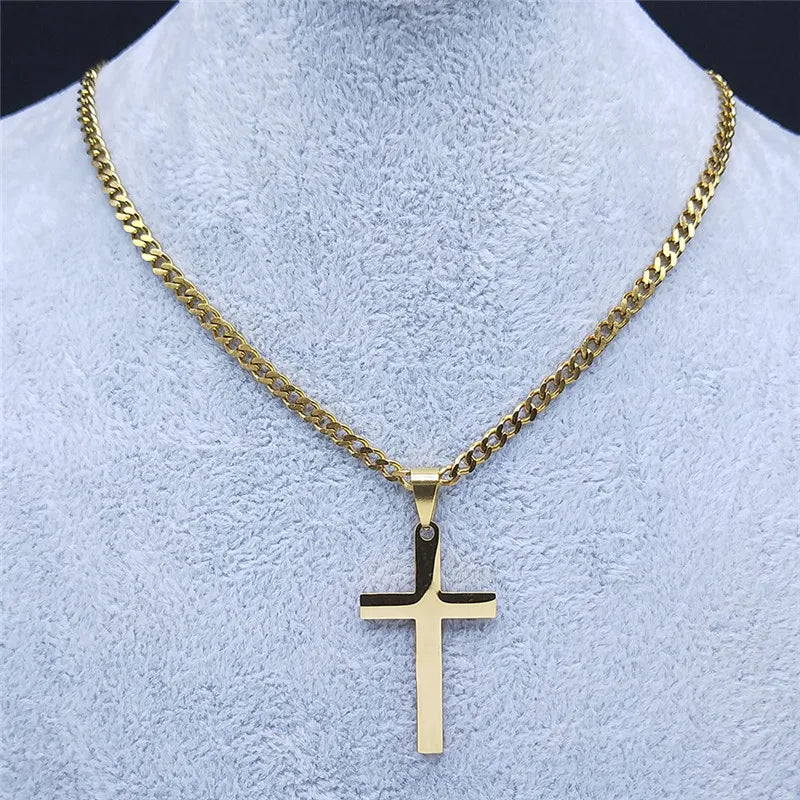 Collana A Catena Con Croce Gesù In Acciaio Inossidabile Oro Unisex Hip Hop Cristiano Gioielli