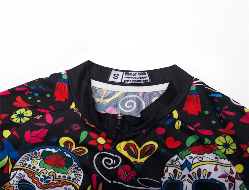 Weimostar Pro Maglia Da Ciclismo Donna Skull Traspirante Con Tasche Riflettente Quick Dry Estate MTB