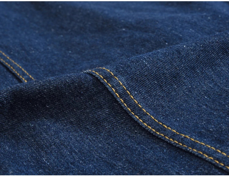 Capospalla Uomo Slim Fit Denim Blu Scuro Con Maniche Lunghe Tasche Giacca Jeans Classica