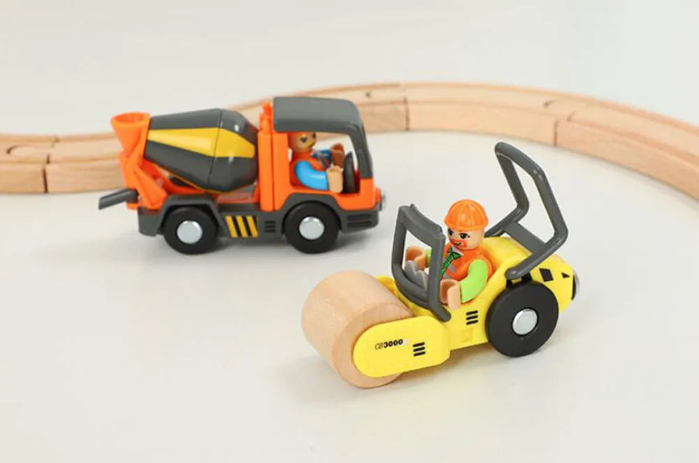 Nuovo Treno Magnetico Per Bambini Con Camion Pompieri Ambulanza Polizia Compatibile Brio In Legno