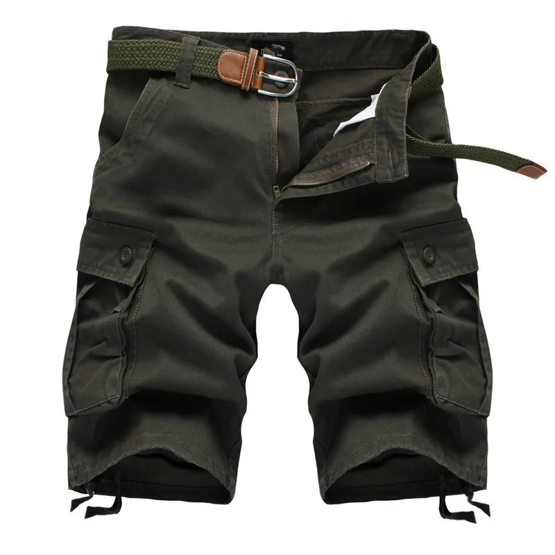 Pantaloncini Cargo Militari Multitasche Da Uomo Estivi 2025 In Cotone Khaki Taglia 29 44 Senza Cintura