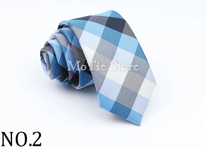Nuova Cravatta Scozzese Jacquard Da 6 Cm Per Uomo Classiche A Quadri In Poliestere