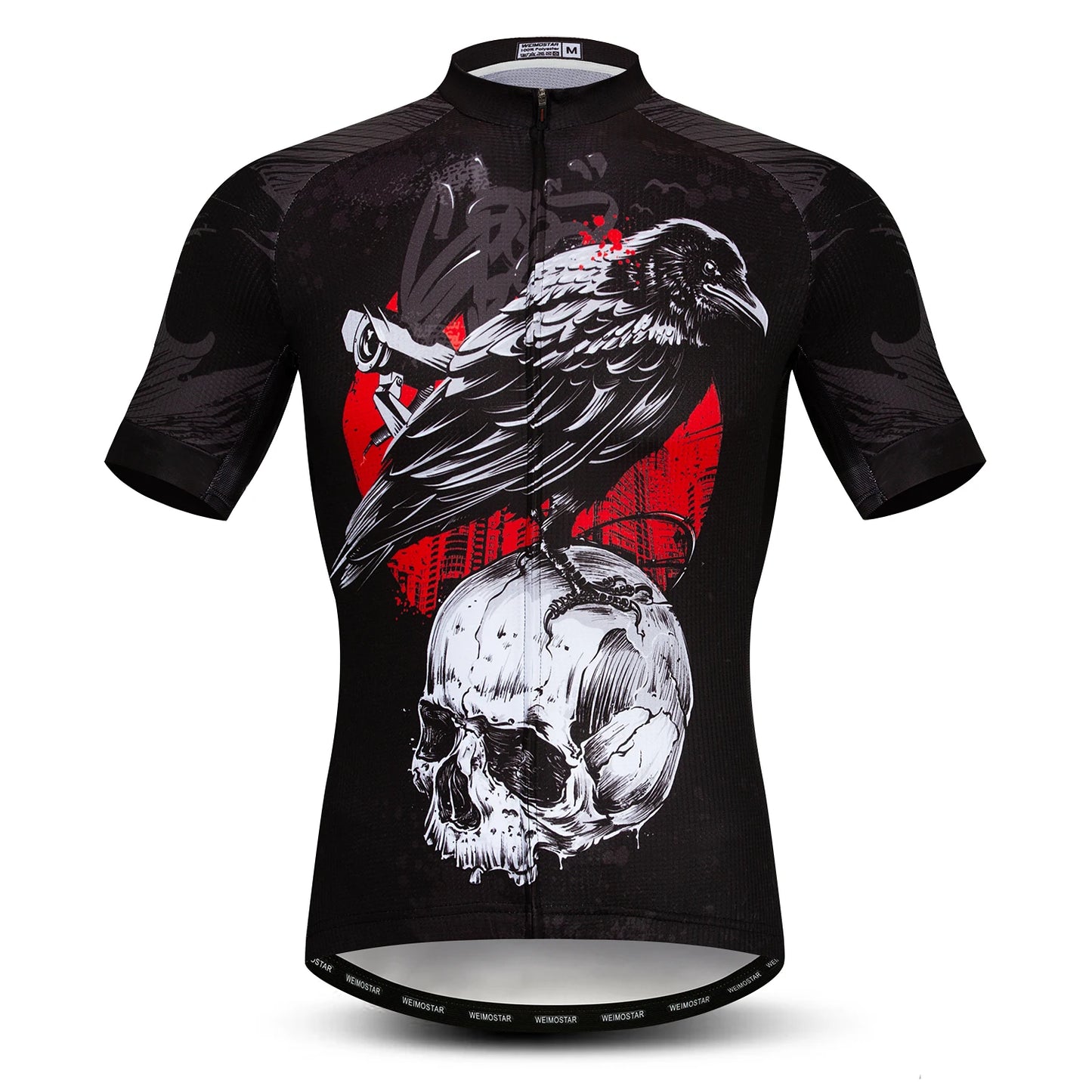 Jersey Da Ciclismo Uomo Skull Traspirante Estate Quick Dry Anti Sudore Riflettente Con Tasche MTB
