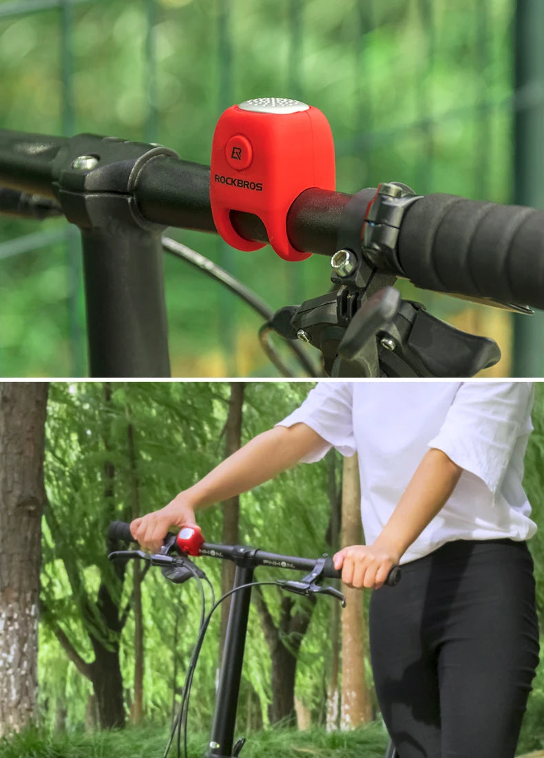 RockBros Campanello Per Ciclismo Elettrico 90 dB Campana MTB Manubrio Gel Di Silice Anello A Conchiglia Bicicletta
