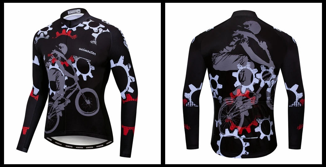 Weimostar Maglia Ciclismo Uomo Manica Lunga Autunno MTB Strada Traspirante Con Tasche Abbigliamento Per Bicicletta